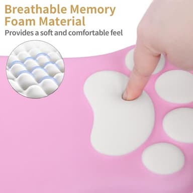 L-SPOUTTO Ergonomic Mouse Pad with Wrist Rest,Cute Cat Paw Mousepad Wrist Support,Comfortable Massage Design Computer Pain Relief Mouse Pad with Non-Slip PU Base for Desk Laptop Gaming Office,Pink - Image 3