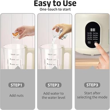Nut Milk Maker, 8 in 1 Homemade Automatic Plant-Based Milk, Soy Milk, Oat Milk, Almond Milk, Coconut Milk & More, Multifunctional/12 Hours Timer/Auto-Clean/Room Temp/Keep Warm/Boil/Room Temp/Low-Noise - Image 3