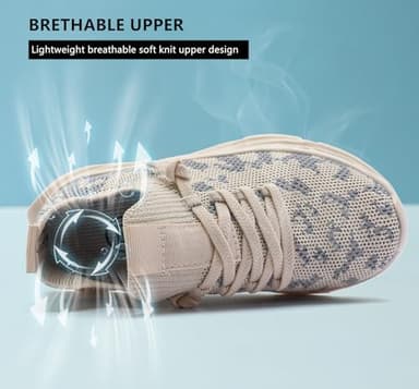 DADAWEN Boys Girls Lightweight Breathable Sneakers Kids Tennis Shoes Athletic Running Shoes for Toddler/Little Kid Beige US Size 8 M Toddler - Image 2