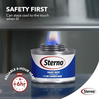 Sterno Fuel Cans - 6-Hour Burn, (12-Pack) Chafing Dish Fuel Can Burners for Food Warmer, Resealable Twist Chafer Fuel Canned Heat, Handy Wick - Image 4