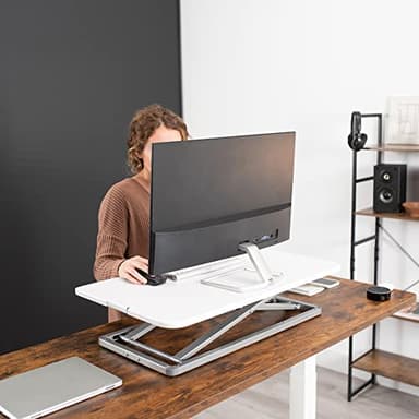 VIVO Economy Single Top Height Adjustable 29 inch Standing Desk Converter, Sit Stand Tabletop Monitor and Laptop Riser Platform Workstation, White, DESK-V000UW - Image 7
