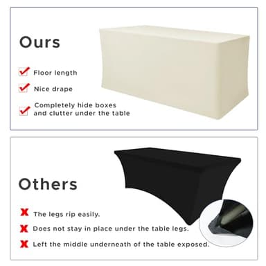 Nasitos Fitted Table Covers Stretch Spandex - 72 x 30 Inch - 4 Pack Beige Rectangle Table Clothes for 6 Foot Folding Tables, Wrinkle Resistant Tablecloths for Banquet, Trade Show, Craft Show - Image 5