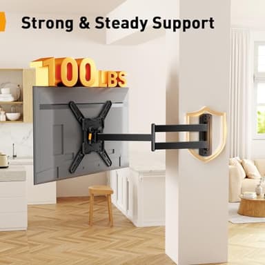 Perlegear Long Arm TV Wall Mount for 26-65 inch TVs up to 100 lbs, Corner TV Mount Bracket with 31.65” Extension, Swivel, Tilt Articulating Arms, Full Motion Wall Mount, Max VESA 400x400mm PGMF25B - Image 3