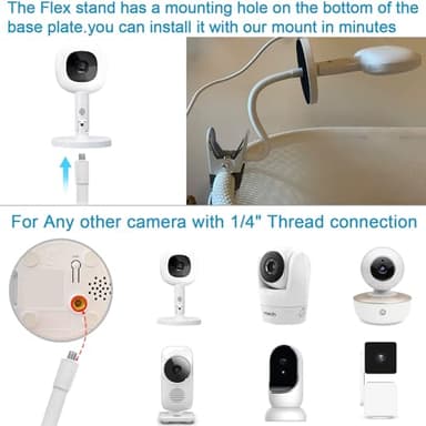 Baby Monitor Mount Compatible with Nanit Pro Smart Baby Monitor & Flex Stand ,Also for Cameras with 1/4 Screw Mount Flexible Long Gooseneck ArmBaby Camera Holder Stand Without Tools - Image 4