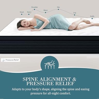 Sleepmax Extra Firm Queen Mattress 12 Inch - Deep Sleep Hybrid Mattress Pressure Relief - No Sagging Bed in a Box for Back & Side Sleepers - Fiberglass-Free, CertiPUR-US Certified, 365-Night Trial - Image 5