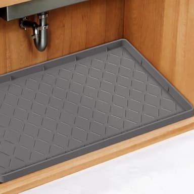 MateeyLife 22'' x 19'' Silicone Under Sink Mat for Kitchen Waterproof, Rubber Under Kitchen Sink Mat for Bottom, Bathroom Cabinet Liners for Shelves Waterproof, Silicone Matt with Lip, Boot Tray - Image 1