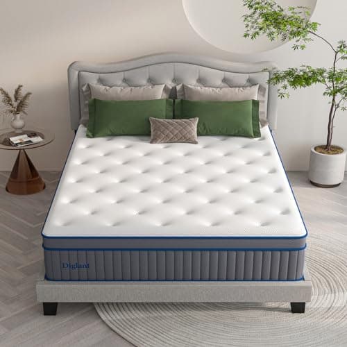 DIGLANT 14 Inch Queen Plush Hybrid Mattress with Gel Memory Foam for Cooling Sleep, 7-Zoned Individual Pocket Springs for Pressure Relief, Queen Size Supportive Mattresses in Box - Image 1