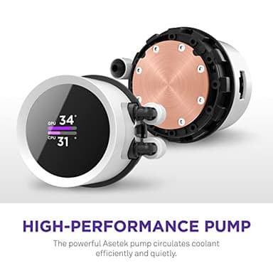 NZXT Kraken 240 RGB - 240mm AIO CPU Liquid Cooler - RL-KR240-W1 - Customizable 1.54" Square LCD Display for Images, Performance Metrics - High-Performance Pump - White - Image 5