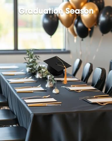 Pureegg Plastic Table Cloth Disposable 8 Pack, 54 x 108 Inch Table Cloths, Graduation Decorations Class of 2025, Graduation Party Tablecloths, Rectangle, Plastic Cover, Leakproof & Sturdy, Black - Image 8