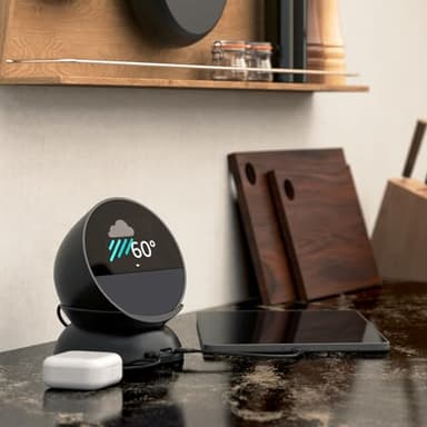 Echo Spot Bundle: Includes Echo Spot (2024 Release) | Black & Made for Amazon Stand with USB-C and USB-A Charging Ports | Black - Image 5