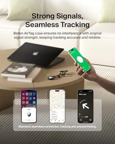 Belkin Apple Airtag Secure Holder With Strap - Apple Air Tag Keychain - Airtag Holder With Strap For Key Ring - Airtag Keychain Accessories - Scratch Resistant Airtag Case With Raised Edges - Black - Image 6