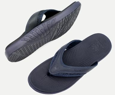 KuaiLu Mens Leather Sport Flip Flops Comfort Orthotic Thong Sandals with Plantar Fasciitis Arch Support for Outdoor Summer - Image 5