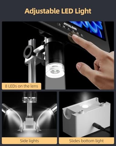 JL208S 10.1" 4K HDMI Digital Microscope, Soldering Microscope for Electronics Repair, UHD 3840P Video Audio Record, 4K LCD Coin Microscopes for Adults, Full Coin View, 12.6'' Stand, 64GB - Image 8