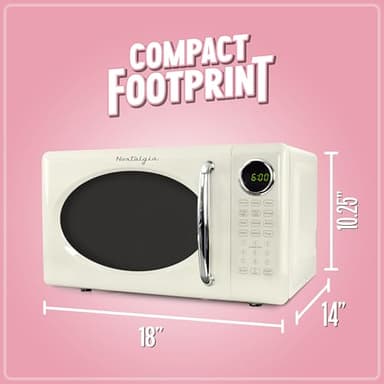 Nostalgia Retro 700W Microwave Oven 0.7 Cu Ft Capacity – Child Safety Lock, 8 Auto-Cook Settings – Countertop Kitchen Appliance – Ivory - Image 5