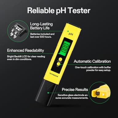 VIVOSUN Digital pH and TDS Meter Kits, 0.01pH High Accuracy Pen Type pH Meter ± 2% Readout Accuracy 3-in-1 TDS EC Temperature Meter for Hydroponics, Pool and Aquarium, Yellow Blue, UL Certified - Image 2