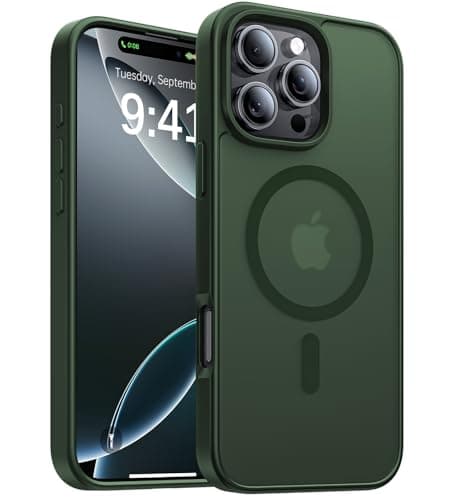 KCQNine Magnetic for iPhone 16 Pro Case,[Compatible with MagSafe][Military-Grade Drop Protection][Anti-Yellowing]Shockproof Protective Translucent Matte Cover for iPhone 16 Pro Phone Case,Forest Green - Image 1