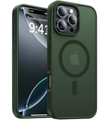 KCQNine Magnetic for iPhone 16 Pro Case,[Compatible with MagSafe][Military-Grade Drop Protection][Anti-Yellowing]Shockproof Protective Translucent Matte Cover for iPhone 16 Pro Phone Case,Forest Green - Image 1