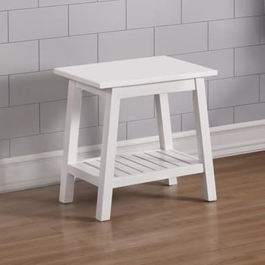 Alaterre Furniture Dorset Bench Stool with Storage – Multi-Functional and Space-Saving Wooden Seat with Bottom Shelf for Bathroom, Entryway, Bedroom, or Kitchen Seating & Organization - Image 2
