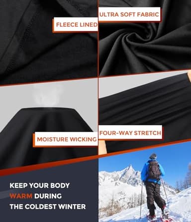 CL convallaria Thermal Underwear for Men, Long Johns Winter Hunting Gear Sport Base Layer Top and Bottom Set Midweight Black L - Image 5