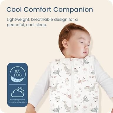 TOTBASIC Toddler Sleep Sack 2t-3t-4t, 0.5 TOG Stretchy Summer Baby Wearable Blanket with 2-Way Safe Zippers, Cozy Soft Sleeveless Sleeping Bag for Babies 24-36-48 Months, 2-Pack - Image 2