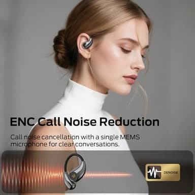 Monster Open Ear AC510 Earbuds, Bluetooth6.0 Wireless Earbuds, Stereo Sound Ear Buds with AI Intelligent Noise Reduction, Type-C Charging, Touch Control, 30H Playback, IPX6 Waterproof Earphones(Black) - Image 3