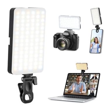 Portable Selfie Light for iPhone: 90 LED Rechargeable Phone Fill Lights, Ring Light for Camera Picture, Makeup Photo, Video Conferences, Laptop Use, Zoom Meetings, TikTok, Vlog Photography