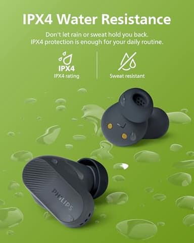 PHILIPS TAT3519 Wireless Earbuds,True Wireless Headphones with Noise Canceling Pro,Dynamic Bass,Clear Call,24 H Battery Life,Fast Charging,Bluetooth 5.3,IPX4,App/Touch Control,Black - Image 8