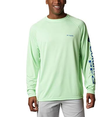 Columbia Men's Terminal Tackle Long Sleeve Fishing Shirt, Key West/Vivid Blue Logo, Medium - Image 4