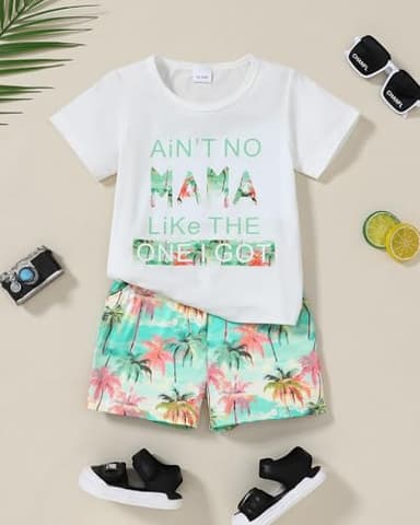 YUEMION Toddler Baby Boy Summer Outfit Baby Boy Clothes Short Sleeve T-Shirts Top + Shorts 2Pcs Boy Clothing Casual Set(White, 18-24 Months) - Image 7