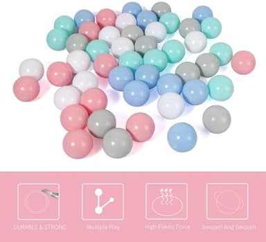 LANGXUN 50 100 200 Soft Plastic Ball Pit Balls for Kids, Gift for Baby Toddler Birthday Christmas, Ball Pit Play Tent, Baby Kiddie Pool Water Toys, Party Decoration (200 Balls, 5 Macaron Colors) - Image 3