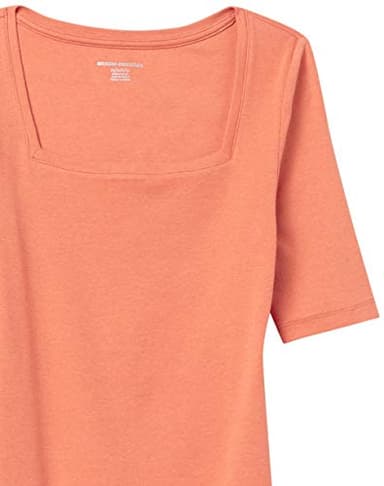 Amazon Essentials Women's Slim-Fit Half Sleeve Square Neck T-Shirt, Rust Orange, Small - Image 8
