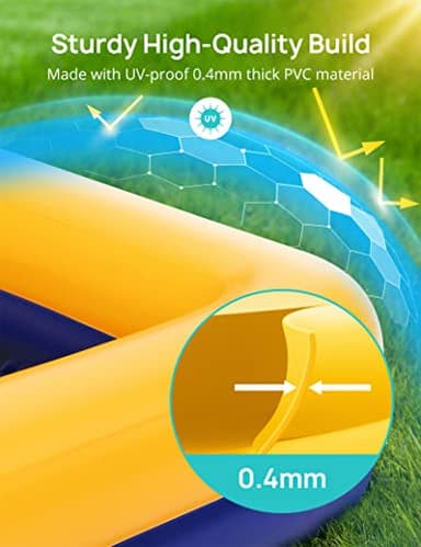 Kiddie Pool, Evajoy Inflatable Kids Pool, Summer Water Party Inflatable Pool for Backyard & Garden 90 * 55 * 35 inch - Image 7