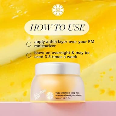 Saturday Skin Yuzu Vitamin C Sleep Mask Regenerist Retinol Ultra Rich Face Moisturizer Cream Smooth Skin and Reduce Wrinkles Ideal for All Skin Types - Image 6