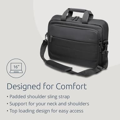 Kensington 16 Carrying Case, Clamshell, Side Pocket, Padded Shoulder Straps, for 15.6 inch-16 inch Laptop (K60390WW), Black - Image 5