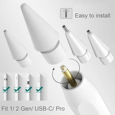 SIXFU Upgraded Tips for Apple Pencil, Mix Replacement Pencil Tips for Apple Pencil 2nd/ 1st Gen/USB-C/Pencil Pro Tips(6 PCS - Image 4
