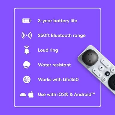Tile by Life360 Sticker - Small Bluetooth Tracker, Remote Finder and Item Locator for Bikes, Glasses and More. Both iOS and Android Compatible. Phone Finder. 2-Pack (Black) - Image 7