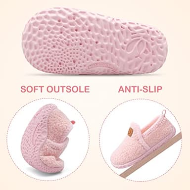 Lefflow Toddler Slippers Girl House Bedroom Slippers Winter Baby First Walking Sock Shoes Toddler Essentials Christmas Pink Size 4.5-5 - Image 4