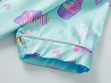 Topgal Girls Satin Coat Style Pajamas Summer Fall Short Sleeve Tee & Pants Set Size 6/7 - Image 5