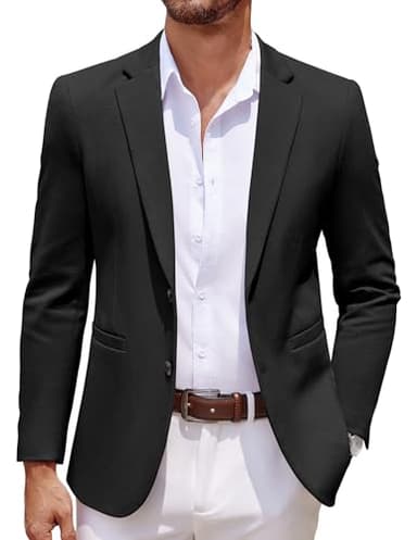 COOFANDY Men's Casual Knit Blazer Suit Jacket Stretch Sport Coats Regular Fit Black - Image 1