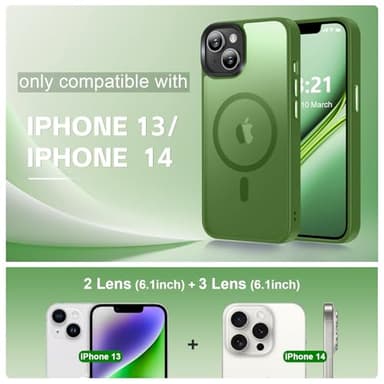 Vlanxie Magnetic for iPhone 13 Case/iPhone 14 Case, [Compatible with Magsafe & Military-Grade Protection] Slim Translucent Matte Phone Case for iPhone 13/14 6.1 inch,Midnight Green - Image 7