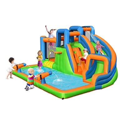 BOUNTECH Inflatable Water Slide Bounce House, Kids Water Park Jump Castle w/Large Splash Pool, 2 Climbing Walls, Water Slides Inflatables for Kids, Water Bounce House for Outdoor Backyard Party Gifts - Image 1