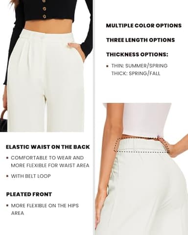 FUNYYZO Women's Wide Leg Pants High Elastic Waisted in The Back Business Work Trousers Long Straight Suit Pants - Image 3