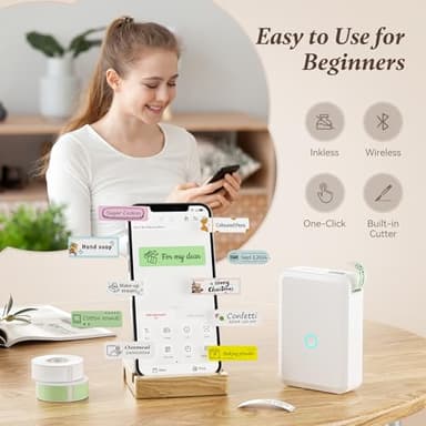 NIIMBOT D110 Label Maker Machine with Label, Small Label Printer Bluetooth Connection Multiple Templates Available for Phone Easy to Use for Office Home Organization Rechargeable White - Image 3