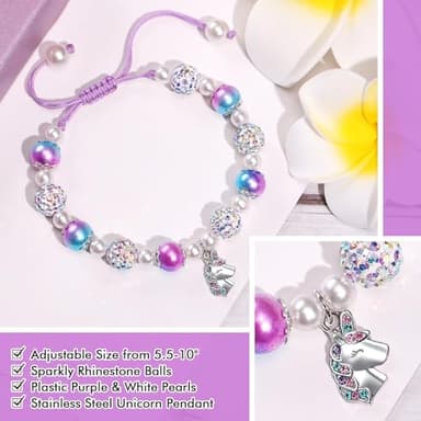 Trabuono 2025 Kindergarten Graduation Gifts for Girls, Preschool Graduation Gifts for Her Daughter Granddaughter Niece Big Sister Purple Unicorn Charm Bracelet for Girls with Grad Card Present Boxed - Image 4