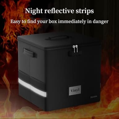 DocSafe Vinyl Record Storage Box with Lock,Fireproof＆Water Resistant Record Organizer Storage for 100+ Single Records(12-inch),Collapsible Storage Crate with Lid&Handles for Valuable Album Collection - Image 9