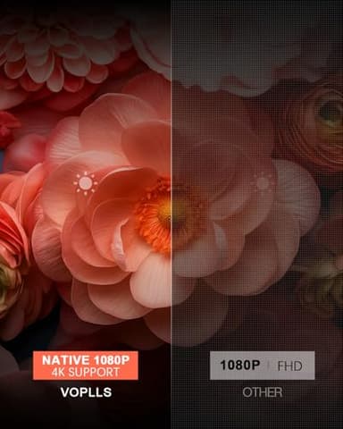 【Netflix-Licensed Projector & Native 1080P】Thinnest 3.36" Smart Mini Projector with WiFi and Bluetooth, Auto Focus & Keystone Portable Outdoor Projector, VOPLLS 4K Support Home Movie Projector - Image 4