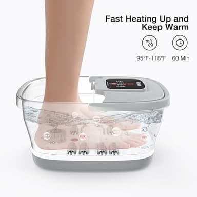 HOSPAN Collapsible Foot Spa with Heat, Bubble, Red Light, and Temperature Control, Foot Bath Massager with 8 Shiatsu Massage Rollers, Pedicure Foot Spa for Relaxation and Stress Relief - Image 3