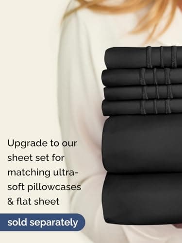 Extra Deep Queen Fitted Sheet - Hotel Luxury Single Fitted Sheet Only - Easily Fits 18 inch to 24 inch Mattress - Ultra Soft, Wrinkle Free w/Extra Deep Pockets - Easy-Care, Breathable & Comfy - Black - Image 7