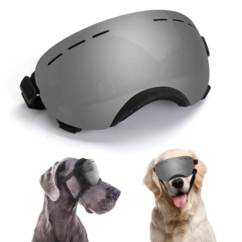Large Dog Sunglasses Dog Goggles Pet Glasses Pet Eyewear with Adjustable Strap,Glasses for Medium Large Dog Swimming Skating Glasses UV Proof Windproof Dustproof (Black-Gray) - Image 1
