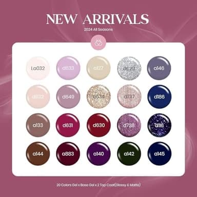 Beetles Winter Gel Polish Set 20 Colors Neutral Shimmer Red Nude Brown Gel Nail Polish Kit with Base Coat Matte Glossy Top Coat Soak off Uv Lamp Manicure Set Gift for Women Sophisticated Charm - Image 3
